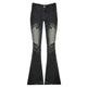 Printed Worn Baggy Jeans Pant Slimming Washed Women - EX-STOCK CANADA