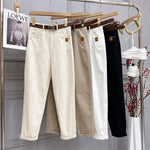Plus Size Women's High Waist Denim Thick Trousers - EX-STOCK CANADA