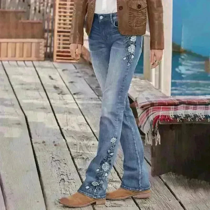 Women's Embroidered Bootcut Slim Fit Jeans - EX-STOCK CANADA