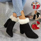 New Plaid Print Plush Ankle Boots Winter Fashion Square Heel Suede Boots Women Casual Versatile Shoes Autumn And Winter - EX-STOCK CANADA