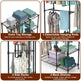 1Pc 4 Tier Heavy Duty Garment Rack With Wheels Carbon Steel Clothing Rack Portable Wardrobe Clothes Rack With 3 Hanging Rods 6 Footrests 44.9x17.13x77.95in EX-STOCK