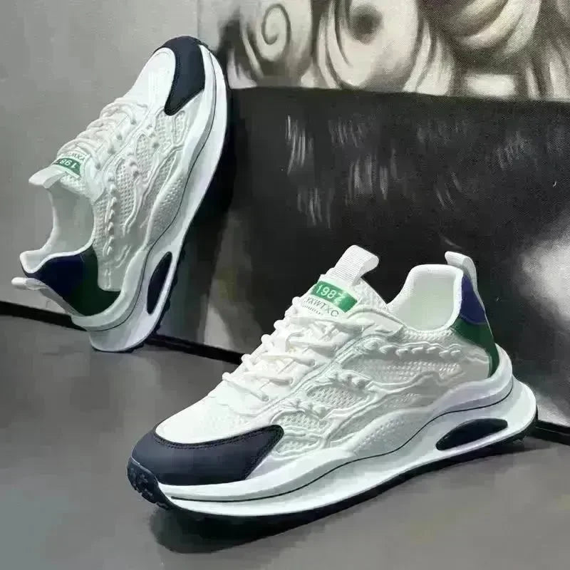 White Laceup Sneakers Fashion Breathable Mesh Flat Shoes Lightweight Versatile Casual Running Walking Shoes - EX-STOCK CANADA
