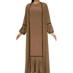 Elegant Two piece for ArabWomen Abaya Underwear dress and Kimono Abaya Open front Abaya for  Middle Easter Arab Dubai Women