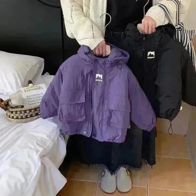 Enfants pour la mode de la mode, sweat à sweat rembourré en manteau d'hiver à la vent