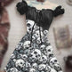 Halloween 3D Skull Print Women's Short Sleeve A- Line Skirt EX-STOCK