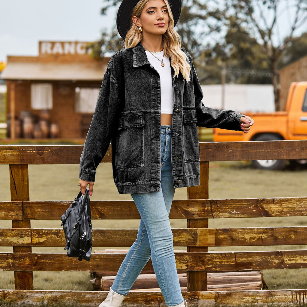 Versatile Slimming Retro Classic Loose Denim Casual Jacket Top For Women EX-STOCK Canada 