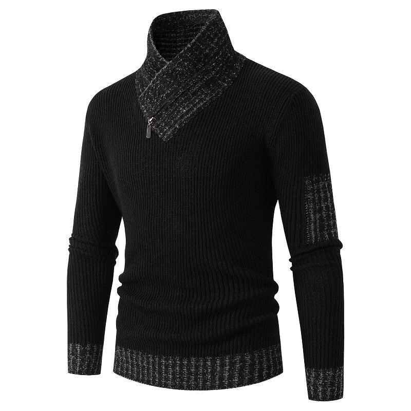 Independent Station Casual Slim Knit Pullover Long-sleeved Scarf Collar Sweater Men's EX-STOCK Canada 
