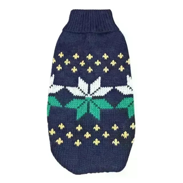 Christmas Maple Snowflake Turtleneck Knitted Sweater Pet Clothes - EX-STOCK CANADA