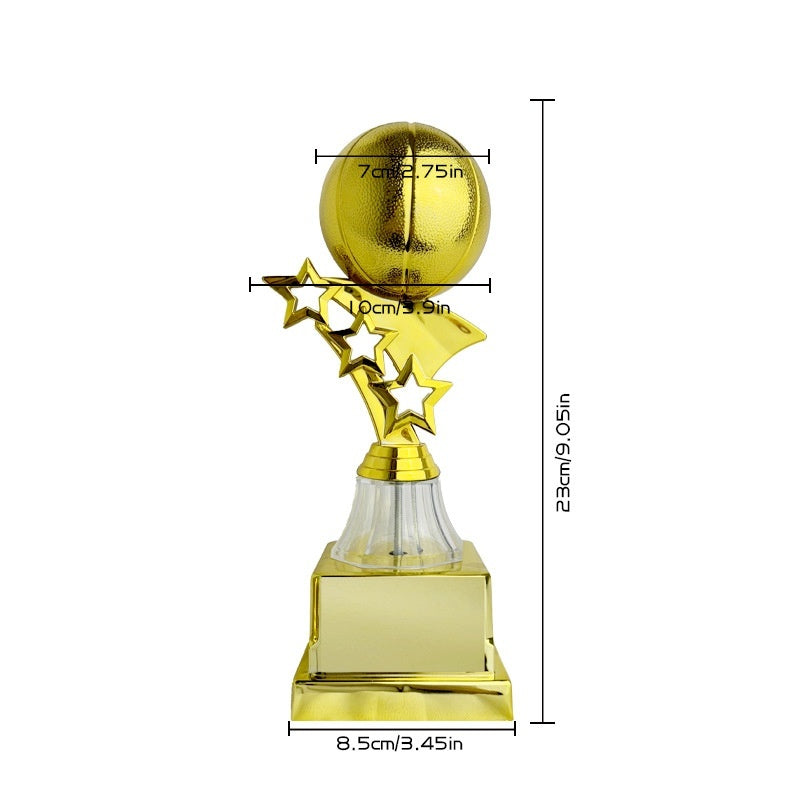 Kids Sports Star Trophy – Football & Basketball Award, Gold Plastic (3 Sizes) 3