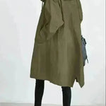 Women Casual Style Hoodie Windbreaker Mid-Length Long-Sleeved waist Jacket