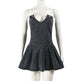 Hot Girl French Pleated V-neck Denim  Tube top Dress - EX-STOCK CANADA