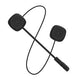 Black earbud headphones with a cable on a white background