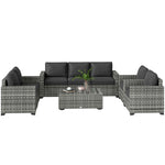 Conjunto de muebles de patio, cojines, sofá, love seat, mesa de almacenamiento, grisEX-STOCK Canada 