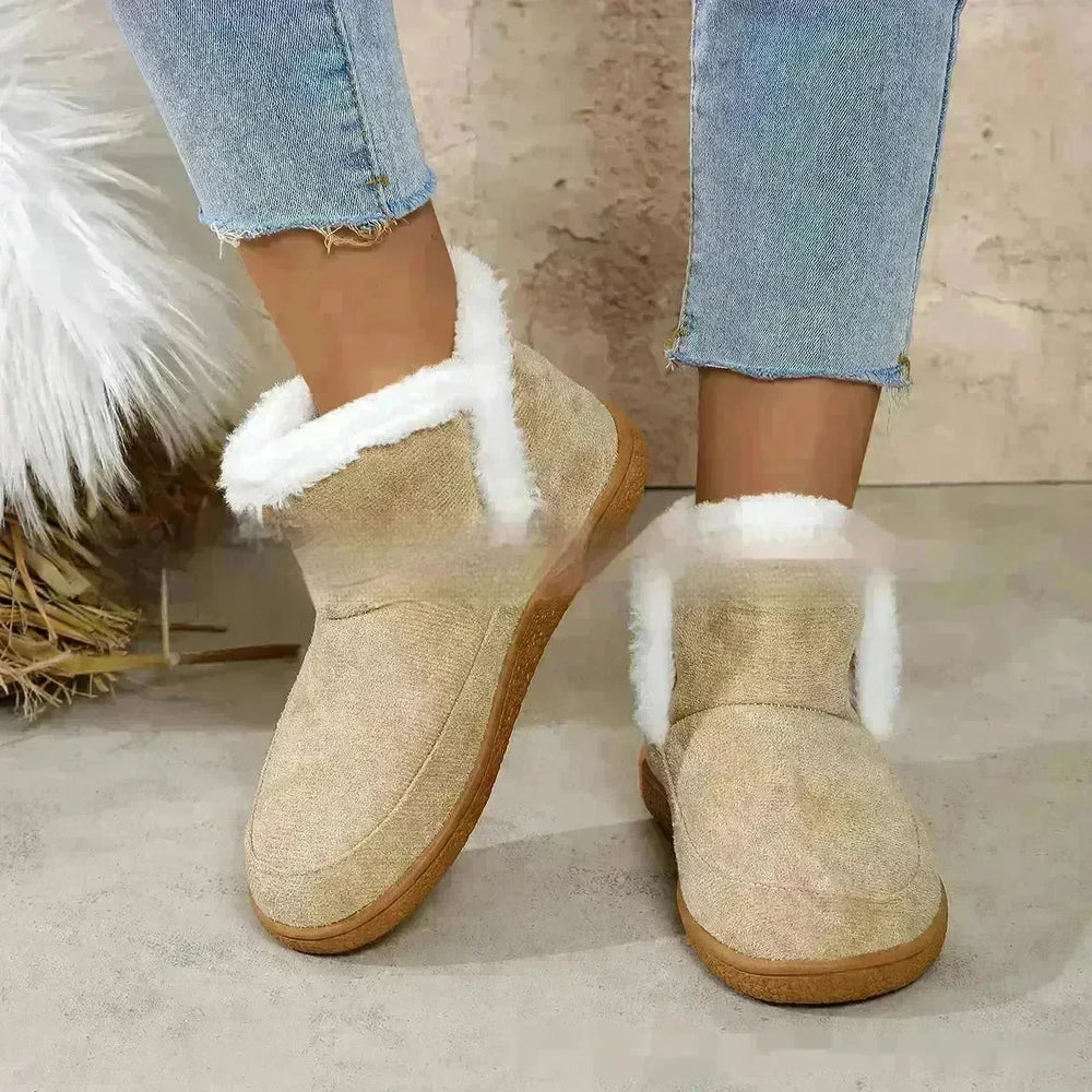 Insulated Cotton-padded Boot Shoes  Flat Bottom Solid Color Fleece Lined perfect for winter - EX-STOCK CANADA