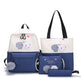 Set of bags with cartoon designs on a white background