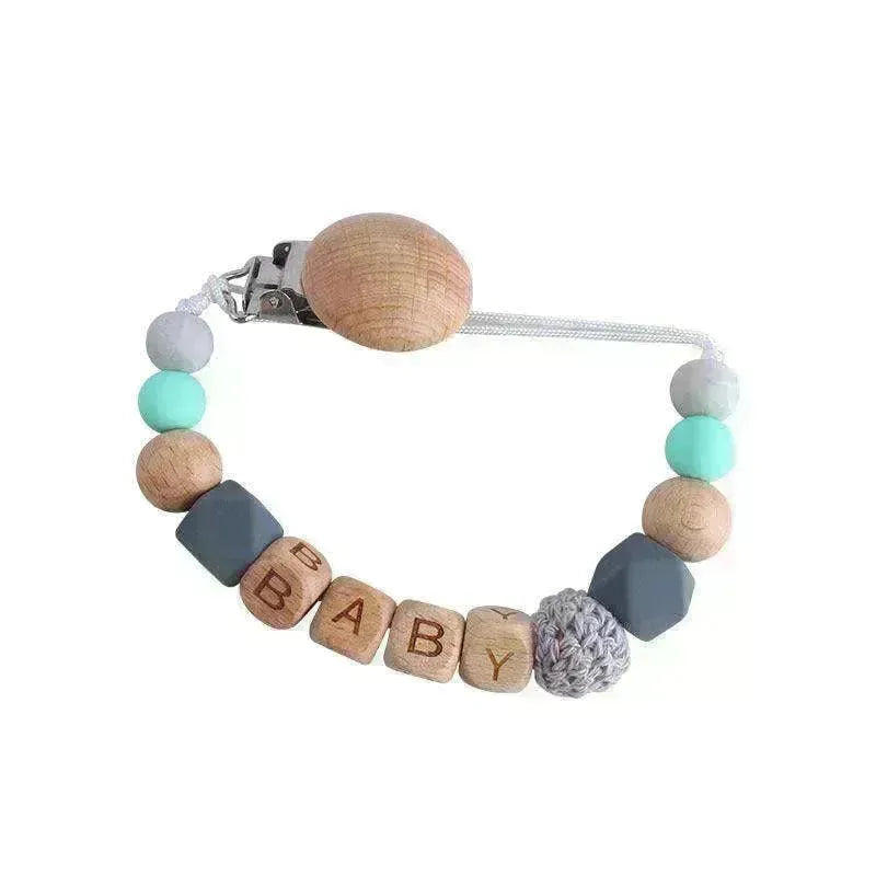 Baby's Wood Silicone Beads Pacifier Clip - EX-STOCK CANADA