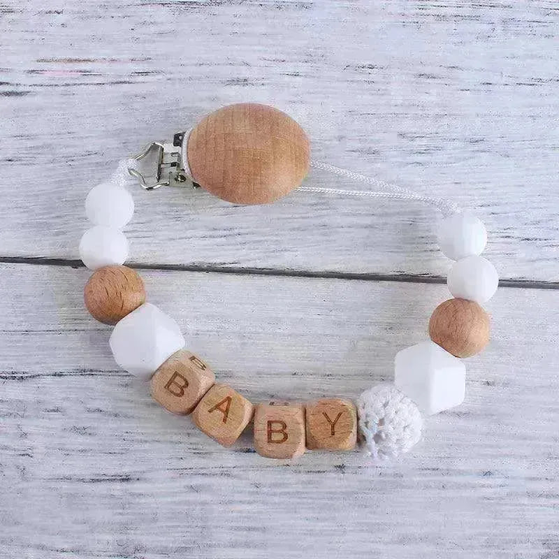 Baby's Wood Silicone Beads Pacifier Clip - EX-STOCK CANADA
