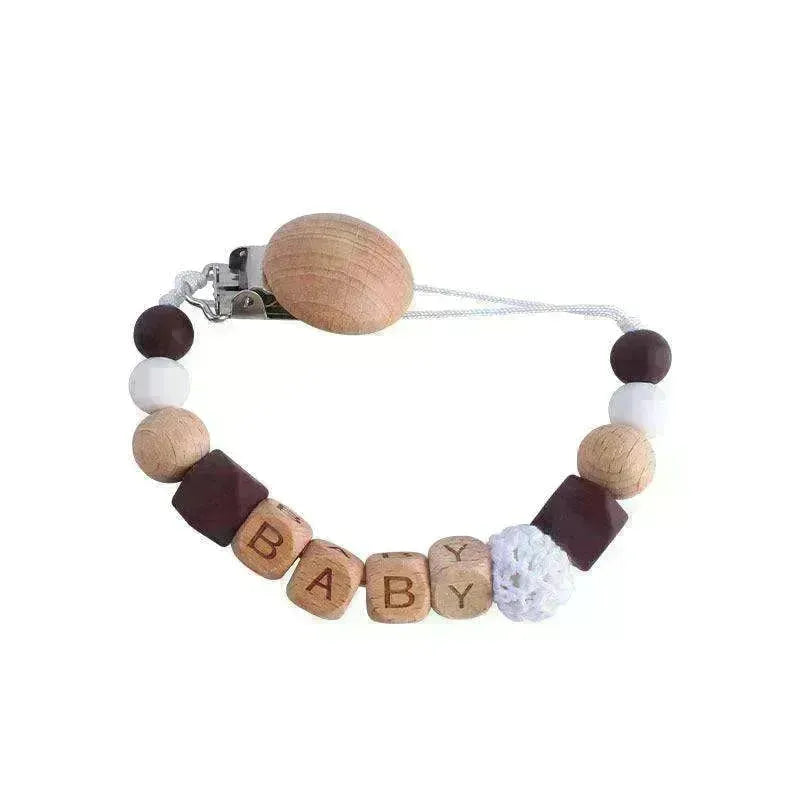 Baby's Wood Silicone Beads Pacifier Clip - EX-STOCK CANADA
