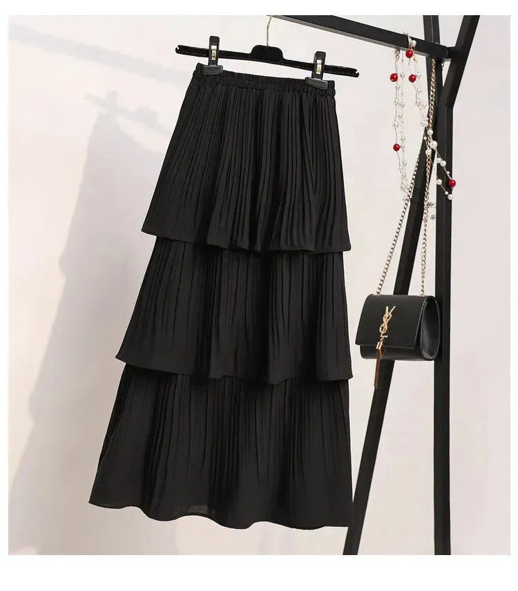 Women's Spring And Summer Chiffon layered Midi maxi Skirt - EX-STOCK CANADA