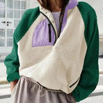 Women's Fashion Sweatshirt Fleece Stand Collar Zipper Pocket Top EX-STOCK Canada 