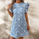 Women's Puff Sleeve A-Line Mini Dress Crew Neck Floral Casual Summer Dress EX-STOCK