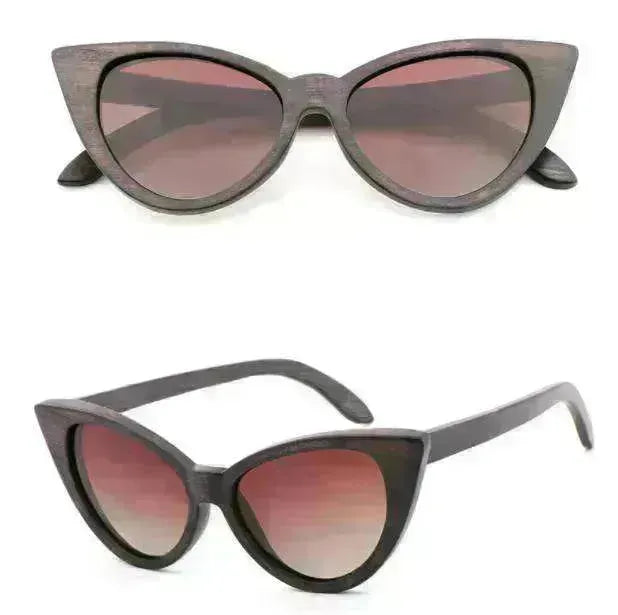 Bamboo Wood Glasses Fashion Ladies Cat Eye Polarized Sunglasses - EX-STOCK CANADA