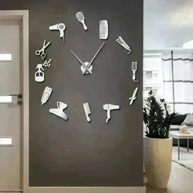 Barber Shop Hair Tools Oversized DIY Wall Clock - EX-STOCK CANADA