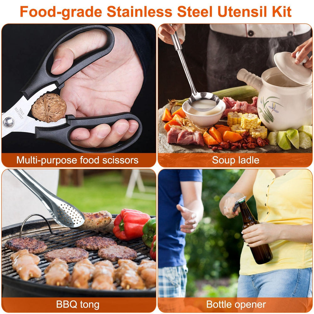 19Pcs Camping Cooking Utensil Kit Portable Picnic Cookware Outdoor Kitchen Equipment Gear Campfire Barbecue Appliances With Storage Bag EX-STOCK