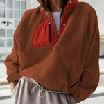 Women's Fashion Sweatshirt Fleece Stand Collar Zipper Pocket Top EX-STOCK Canada 