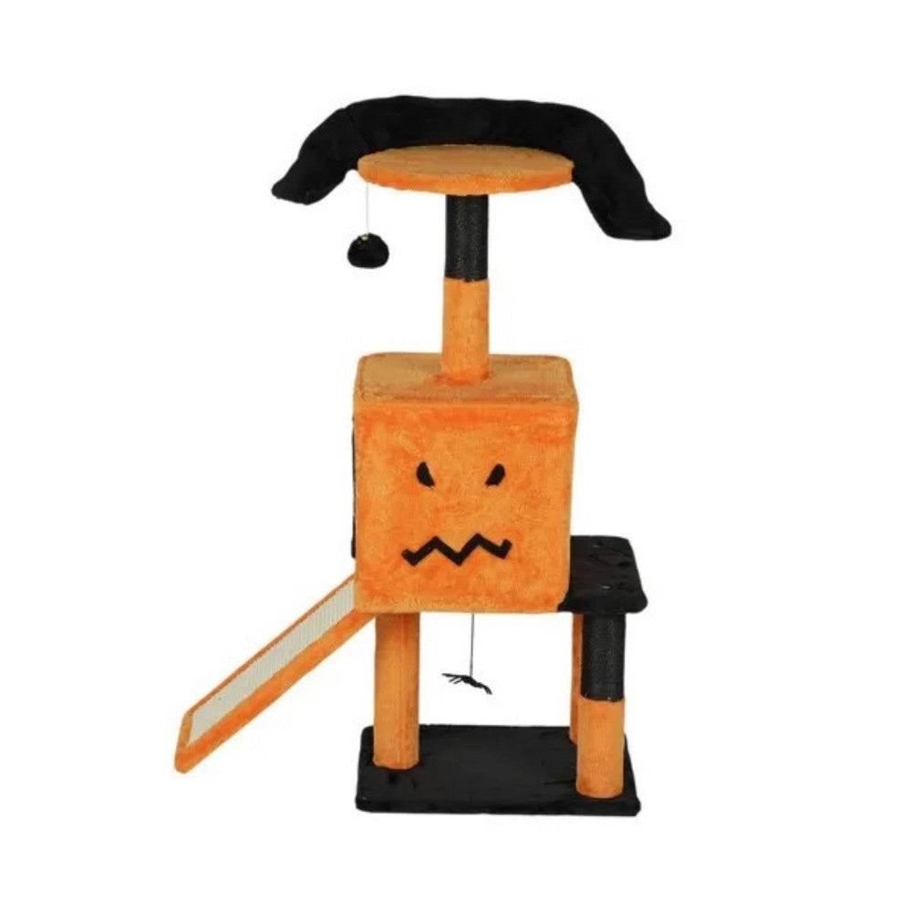 39.4 Halloween Cat Tree, Cat Tower Cat Tree For Indoor Cats With Spacious Cat Condo, Sisal Scratching Posts, Hanging Toys, Orange Black - EX-STOCK Canada