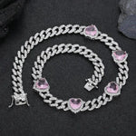 Cuban Link Chain Peach Heart Women's Necklace