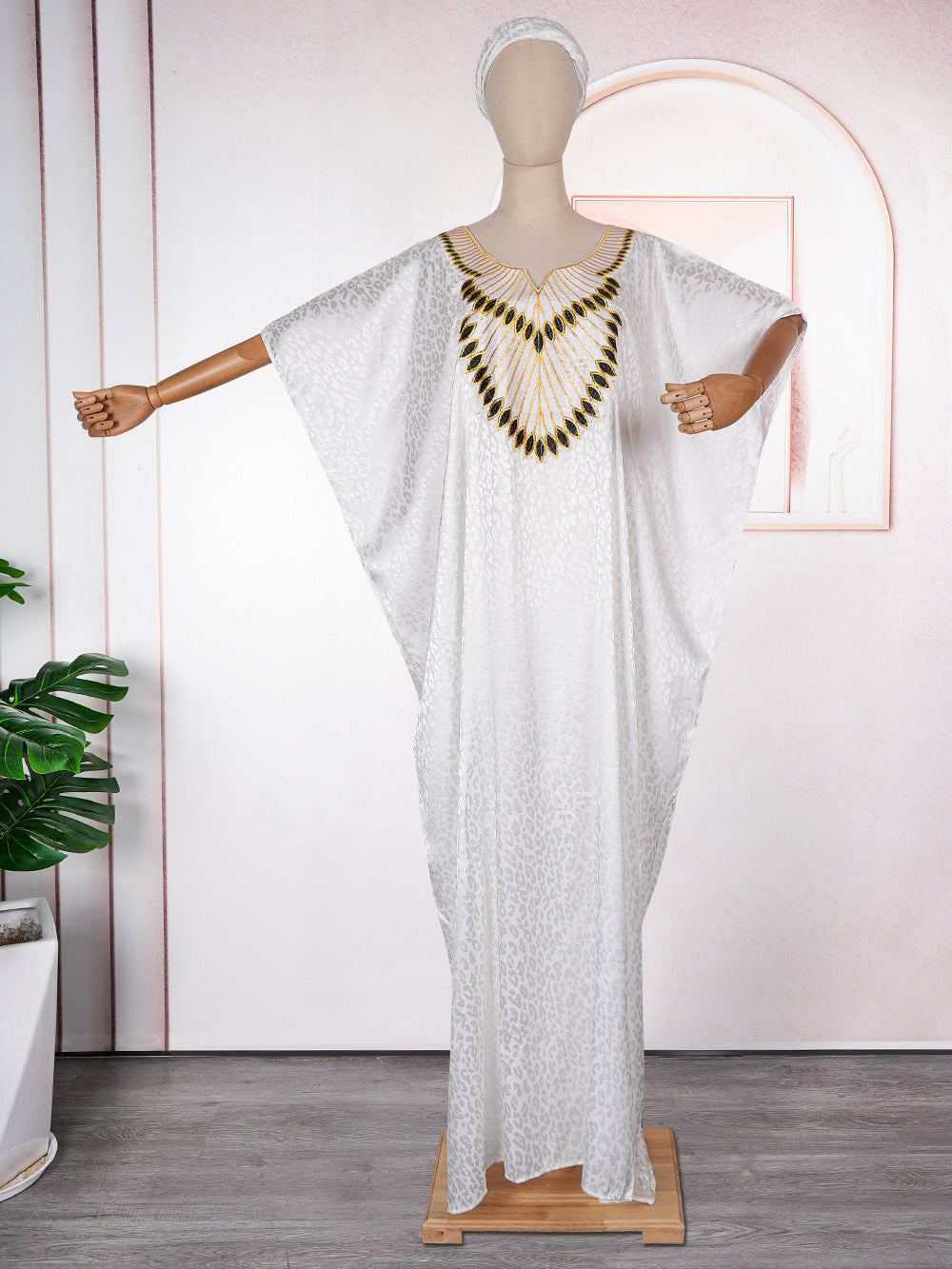 فستان أرجوحة كبير الطراز العرقي الأفريقي للشرق الأوسط من علي إكسبريس ملابس نسائية مسلمة بياقة على شكل V ومقاس كبير EX-STOCK Canada