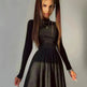 Y2K Long-sleeved Party Club Dress Solid Color Round Neck A-line Mini Skater Dress - EX-STOCK CANADA