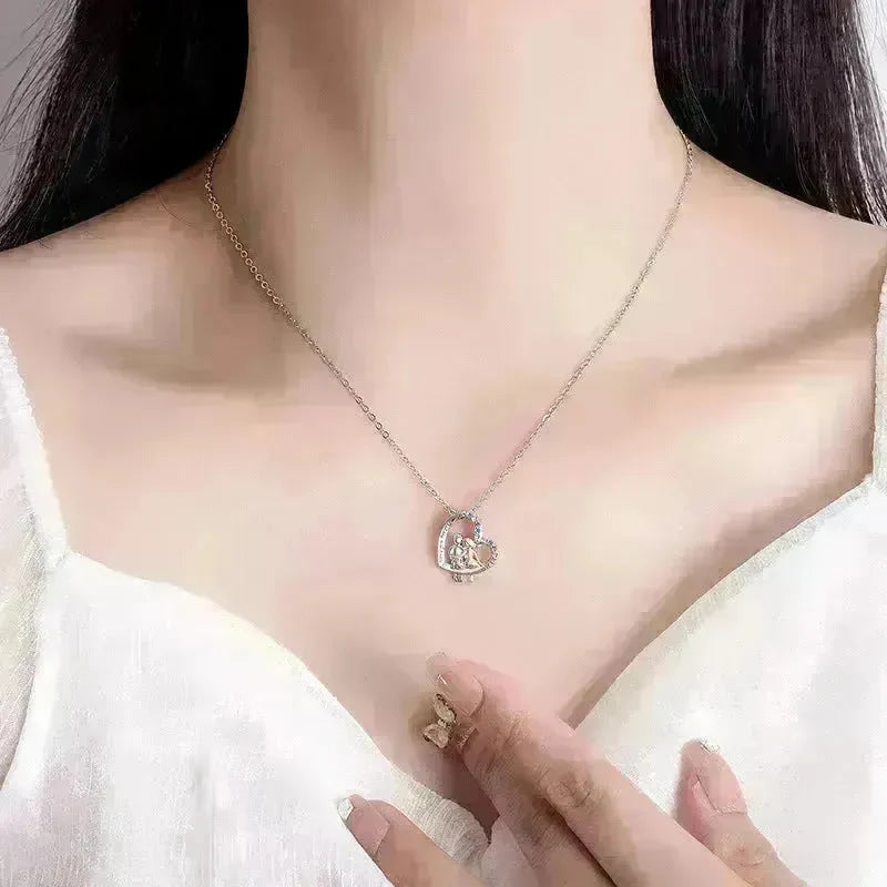Love Couple Necklace With Colorful Rhinestones Fashion Creative Heart-shaped Necklace For Valentine's Day Gift - EX-STOCK CANADA