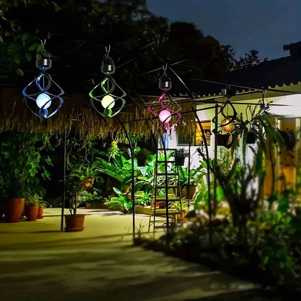 Wind Spinner Solar Light, LED Wind Chimes, Outdoor Decor Changing Color Ball Wind Chimes Solar Hanging Lantern For Home Garden Outdoor Decoration - EX-STOCK CANADA