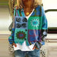 New Christmas Abstract Flowers Printing Sweater Fashion Casual Short Cardigan Coat Womens Clothing - EX-STOCK CANADA