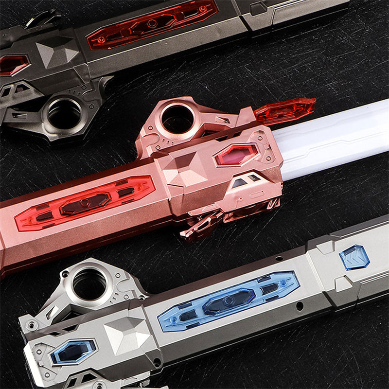 Giocattolo Spada Laser LED Retrattile con Effetti Sonori – 7 Colori RGB, Ricaricabile via USB-C, Prop per Cosplay con Spinner Manuale per Bambini