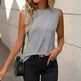 Summer Women's Solid Color Round Neck Sleeveless Loose Tops for Women suitable for Work business Events Ladies Evening Tops. - EX-STOCK CANADA