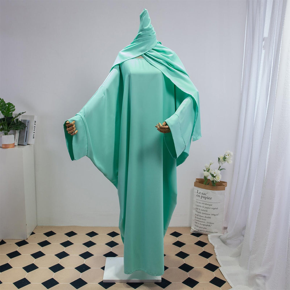 Solid Color Arabic Dress Women's Robe With Headscarf - EX-STOCK Canada