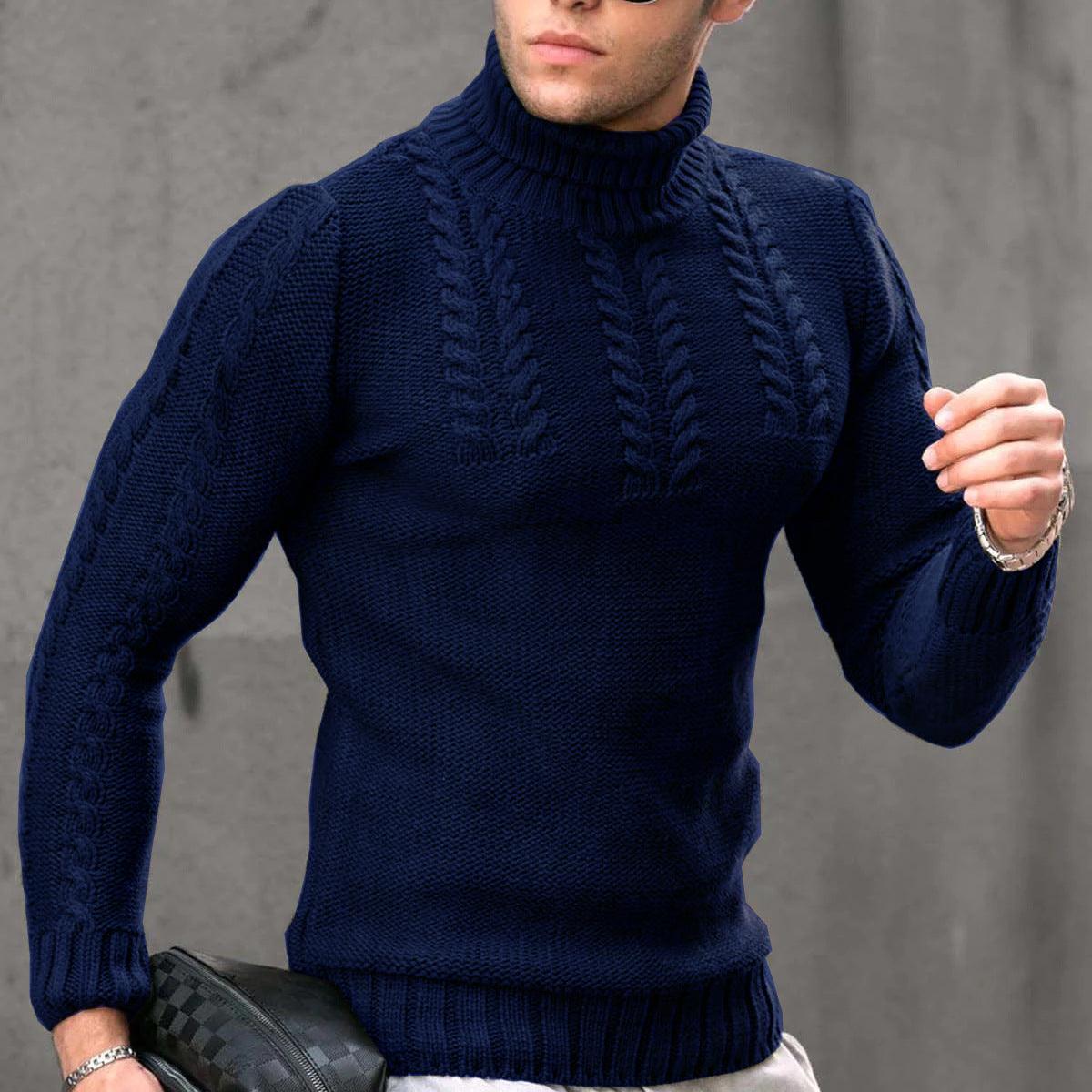 Men's Turtleneck Twisted Long-sleeved Sweater Thermal Head Cover |