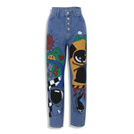 Cartoon Printed Jeans  Pants Trousers For Women - EX-STOCK CANADA