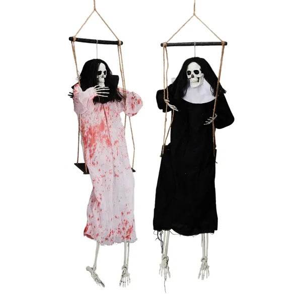 Outdoor Halloween Decorations 2 Packs Hanging Ghosts Decor With Lighted Up Eyes And Horror Scream, 3ft Scary Grim Reaper Swinging Ghost Flying For Yard Patio Lawn Garden EX-STOCK