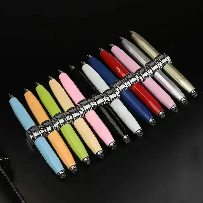 Creative Multi-Function LED Pen Spinning Decompression Gyro Metal Ballpoint Pen Fashion Office School Supplies Writing Pens