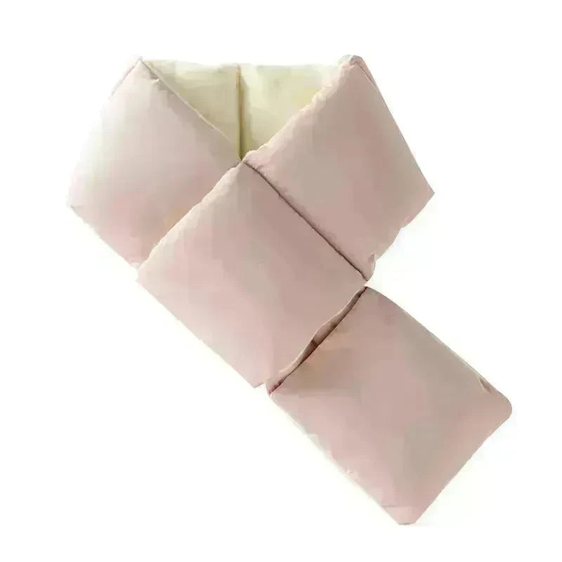 Warm Cross-design Pocket Scarf For Women Winter Outdoor Sports Skiing Cold-proof Down Cotton Plus Velvet Short Scarf - EX-STOCK CANADA