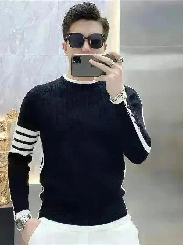 Simple All-match Slim fit Round Neck Pullover Sweater top for men - EX-STOCK CANADA