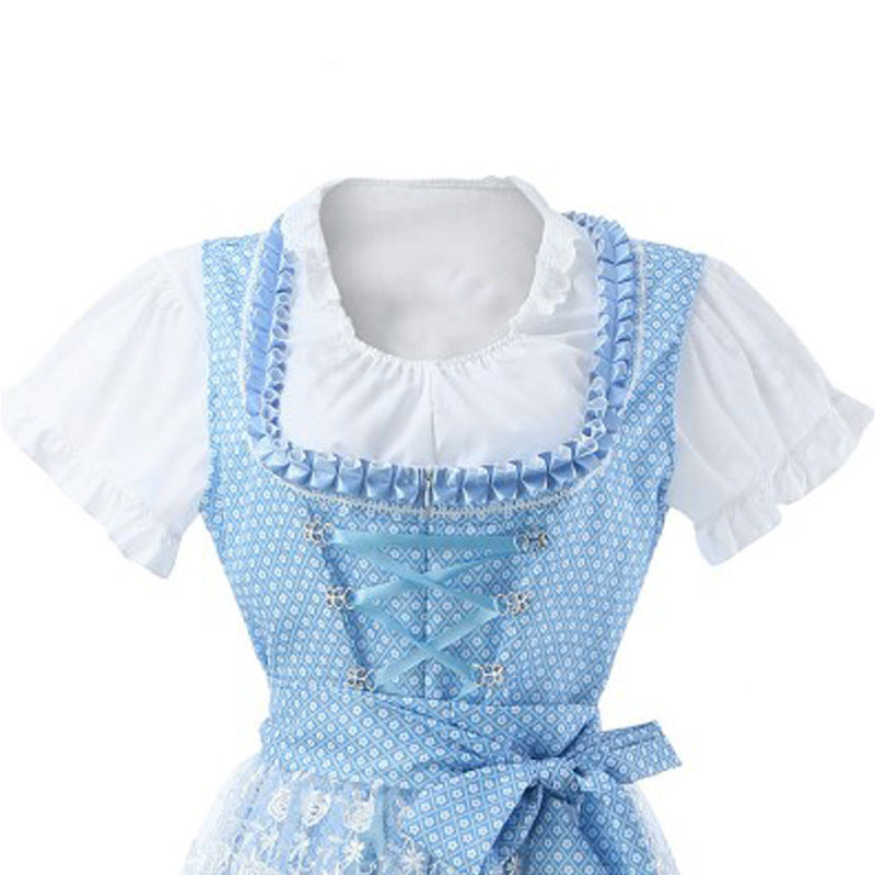 Halloween Munich Beer Long Short-sleeved Printed Lace-up Dress EX-STOCK