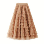 Cake Skirt Women's White Gauze long Layered tulle Skirt - EX-STOCK CANADA