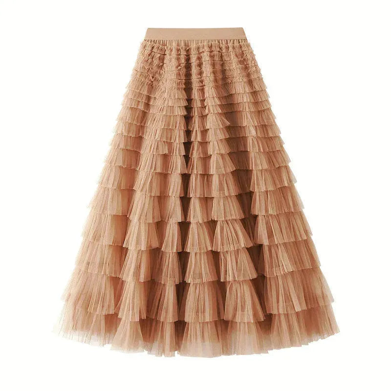 Cake Skirt Women's White Gauze long Layered tulle Skirt - EX-STOCK CANADA