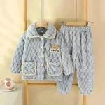 Children Thick Winter Fleece Pajamas set boys girls kids