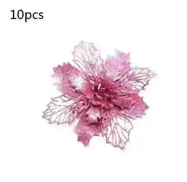 Glitter Artifical Christmas Flowers Christmas Tree Decorations For Home Fake Flowers Xmas Ornaments New Year Decor - EX-STOCK CANADA